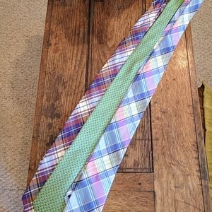Tommy Hilfiger Multicolor Plaid and Green Ties